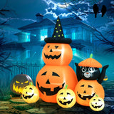 Halloween-Gartendeko Kürbisfamilie mit Katze, Gebläse wetterfest 160 x 100 x 180cm