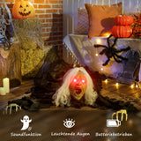Animierte Halloween-Dekoration – Kriechende Zombie-Oma mit LED-Augen & Sound, 183 cm