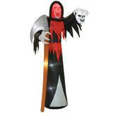 Aufblasbare Halloween-Dekoration –  XXL-Sensenmann mit Sense und Totenkopf, LED beleuchtet, 370 cm