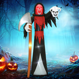 Aufblasbare Halloween-Dekoration –  XXL-Sensenmann mit Sense und Totenkopf, LED beleuchtet, 370 cm