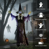 Animierte Halloween-Dekoration – Lebensgroße Hexe mit Sound & LED, 183 cm