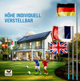 Teleskop-Fahnenmast mit Fahne. 6,3 m Für Firma, Garten, Haus, Flagge 150 x 90 cm