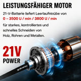 Sonderposten: Akku-Fuchsschwanz Säge 3000rpm mit 2 Akkus. Mit 4 Sägeblättern. Elektrische Reciprosäge (Säbelsäge)