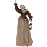 Lebensgroße animierte Halloween-Dekoration – Hexe mit Laterne, Sound & LED, 150cm
