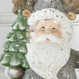 Weihnachtsdeko, Weihnachtsmann mit Tanne und Laterne, warme LED-Beleuchtung, Batteriebetrieb, In- und Outdoor, 55 cm