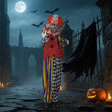 Animierte Halloween-Dekoration – Riesen-Clown mit Hammer, LED-Augen & Sound, 173 cm