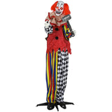 Animierte Halloween-Dekoration – Riesen-Clown mit Hammer, LED-Augen & Sound, 173 cm