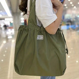 Große Faltbare Einkaufstasche – Wiederverwendbare Tragetasche mit Kordelzug und Schulterriemen