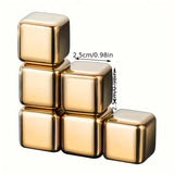 Coole Drinks, edle Form: Goldene 12er-Set Edelstahl Eiswürfel
