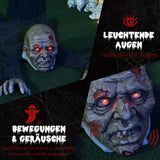 Halloween Dekoration heulender, kriechender Zombie 159 cm LED-Lichter Soundfunktion