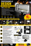 Extrem helle professionelle Akku-LED-Arbeitsleuchte 7 Zoll – 59 LEDs / 180 W. Passend zu unseren Akkus.
