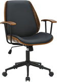 Bürostuhl ALON, Walnuss-Holz, Leder schwarz