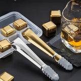 Coole Drinks, edle Form: Goldene 12er-Set Edelstahl Eiswürfel