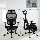 BERSFORD ergonomischer und vielfach einstellbarer Chefsessel, Mesh-Stoff, schwitzfrei.