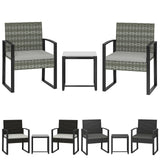 Rattan Bistroset, 3 teiliges Gartenmöbel-Set mit 2 Gartenstühlen und Tisch
