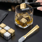 Coole Drinks, edle Form: Goldene 12er-Set Edelstahl Eiswürfel