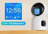 Überwachungskamera mit 2 Doppel-Objektiv und Bildschirm 6MP WLAN PTZ HD IP Kamera PIR Schwenkbar
