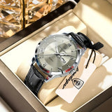 Herren Armbanduhr mit schwarzem Lederband. 4 Ausführungen.