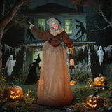 Lebensgroße animierte Halloween-Dekoration – Hexe mit Laterne, Sound & LED, 150cm