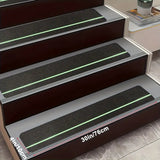 Lebensretter: 15 x Antirutsch-Streifen für Treppen 10x76 cm. 80er Körnung. Schwarz. Inklusive Leuchtstreifen für mehr Sicherheit.
