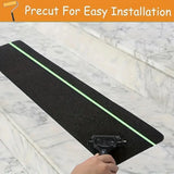 Lebensretter: 15 x Antirutsch-Streifen für Treppen 10x76 cm. 80er Körnung. Schwarz. Inklusive Leuchtstreifen für mehr Sicherheit.