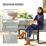 Rattan Bistroset, 3 teiliges Gartenmöbel-Set mit 2 Gartenstühlen und Tisch