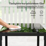 Rattan Bistroset, 3 teiliges Gartenmöbel-Set mit 2 Gartenstühlen und Tisch