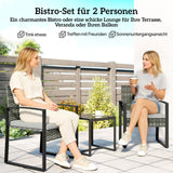 Rattan Bistroset, 3 teiliges Gartenmöbel-Set mit 2 Gartenstühlen und Tisch