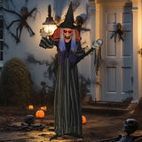 Animierte Halloween-Dekoration – Hexe mit Zepter, LED-Augen, Sound & Bewegung, 160