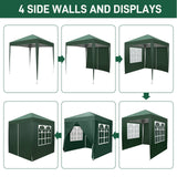 Faltpavillon wasserdicht. Pop Up. Mit 4 Seitenteilen. 2x2 Meter. Gartenzelt. Partyzelt. UV50+ Schutz. Einfaches Faltsystem.