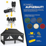 Faltpavillon wasserdicht. Pop Up. Mit 6 Seitenteilen. 3x6 Meter. Gartenzelt. Partyzelt. UV50+ Schutz. Einfaches Faltsystem.