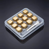 Coole Drinks, edle Form: Goldene 12er-Set Edelstahl Eiswürfel