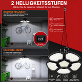 Akku-LED-Hängeleuchte – Flexible Akku-Deckenleuchte auch zum Hinstellen mit höhenverstellbarer Stahlseil-Aufhängung