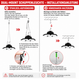 Akku-LED-Hängeleuchte – Flexible Akku-Deckenleuchte auch zum Hinstellen mit höhenverstellbarer Stahlseil-Aufhängung