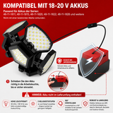 Akku-LED-Hängeleuchte – Flexible Akku-Deckenleuchte auch zum Hinstellen mit höhenverstellbarer Stahlseil-Aufhängung
