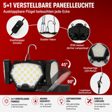Akku-LED-Hängeleuchte – Flexible Akku-Deckenleuchte auch zum Hinstellen mit höhenverstellbarer Stahlseil-Aufhängung