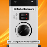 Leistungsstarker Konvektor für angenehme Wärme. 3 Stufen einstellbar bis 2000 Watt mit Thermostat