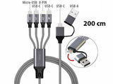 Multifunktions-Ladekabel für alle Ladebedürfnisse 8in1 USB-C/A zu USB-C/Micro-USB/Lightning