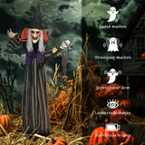 Animierte Halloween-Dekoration – Hexe mit Zepter, LED-Augen, Sound & Bewegung, 160