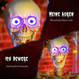 Animierte Halloween-Dekoration – Skelett mit LED-Augen, Sound & Bewegung, 152 cm