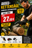Sonderposten 27,50 Euro: Mini-Akku-Kettensäge 6 Zoll. Inkl. Li-Ion-Akku und Ladestation.
