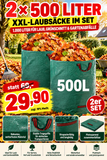 Doppelpack: 2x500 Liter Gartenabfallsack XXL. Gartentasche Riesiger Laubsack