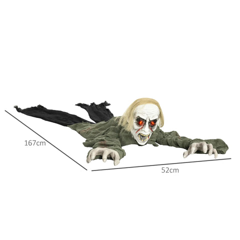 Halloween Dekoration kriechender Zombie 167 cm  LED-Lichter Soundfunktion