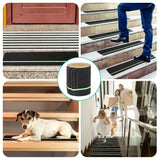 Lebensretter: 15 x Antirutsch-Streifen für Treppen 10x76 cm. 80er Körnung. Schwarz. Inklusive Leuchtstreifen für mehr Sicherheit.