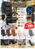 ECHTLEDER Bürostuhl mit Massagefunktionen PACIFICO mit Liegefunktion.