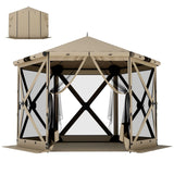 Faltpavillon Popup Sechseck, wasserdicht, 3x2,6 m, Khaki