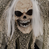 Animierte Halloween-Dekoration – Buckliger Skelettgeist mit Sound & LED, 160 cm