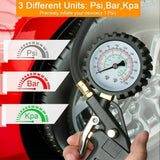 Geeichter Druckluft-Reifenfüller mit 15-bar-Manometer für Pkw, Lkw und Motorrad
