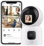 Überwachungskamera mit 2 Doppel-Objektiv und Bildschirm 6MP WLAN PTZ HD IP Kamera PIR Schwenkbar