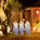 Halloween 3er Set Geister-Hofpfahl mit LED-Lichtern